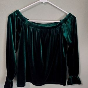 Emerald Green Velvet Top - Small